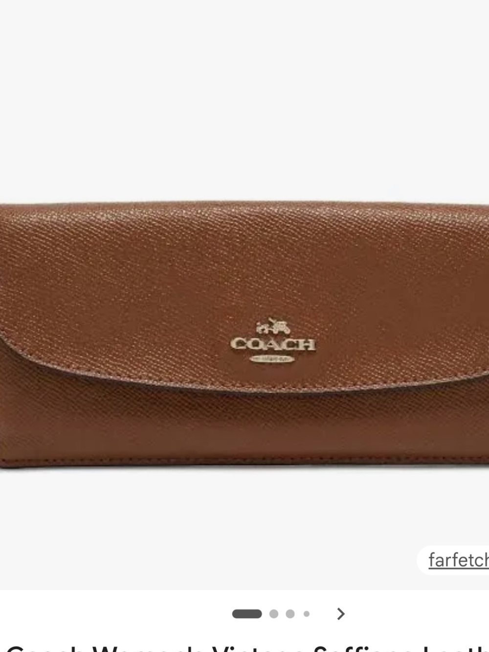 Coach vintage Saffiano-Textured Tan Continental Wallet with Gold Logo